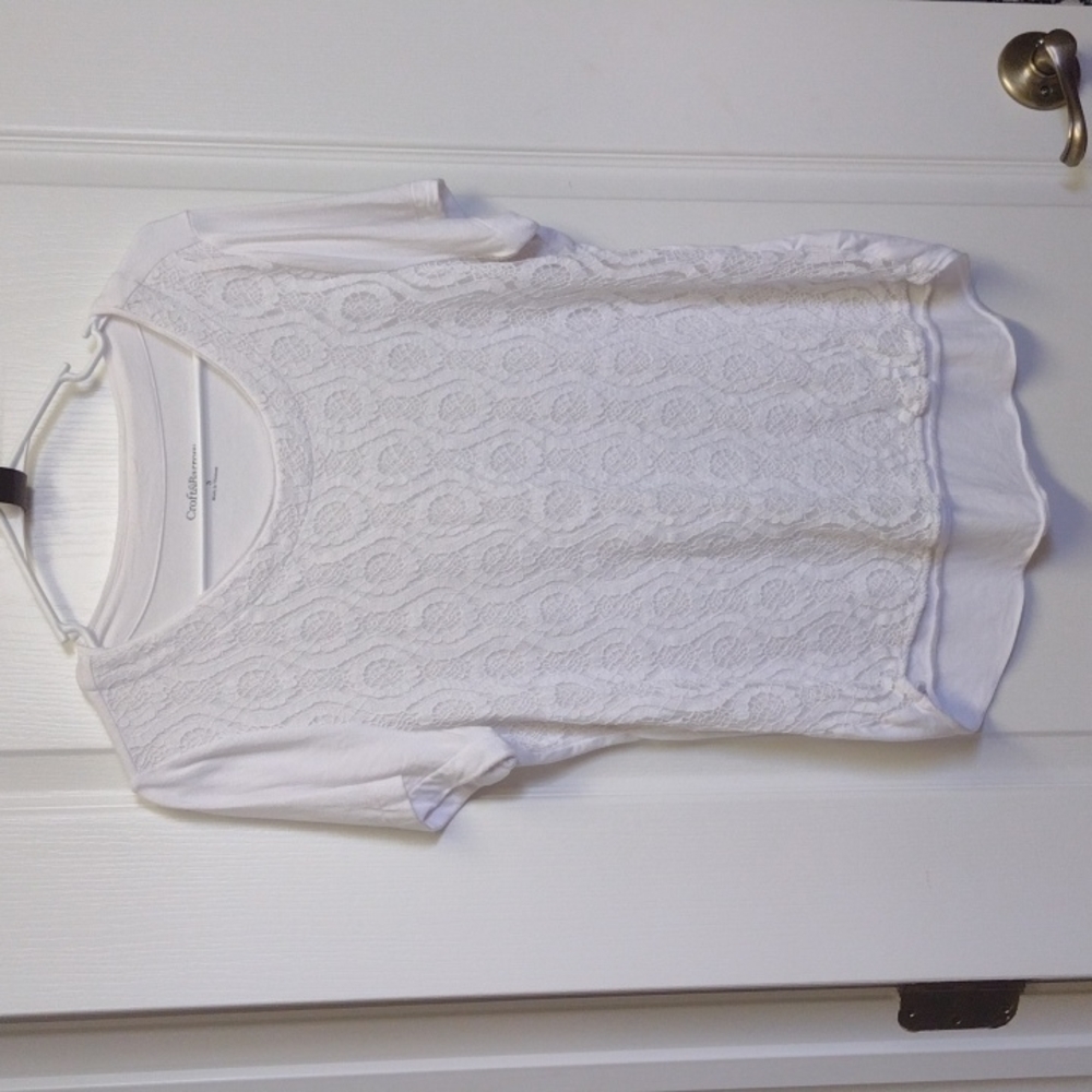 CROFT & Barrow, Very Soft White Lace Front Overlay Shirt